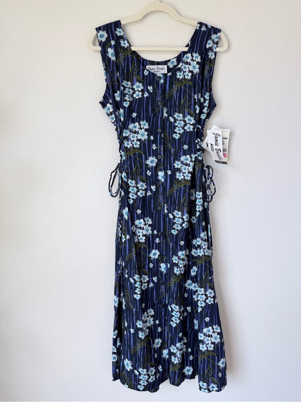 Vintage 90s Jamie Brooke Petite Floral Rayon Midi Dress NWT 12P